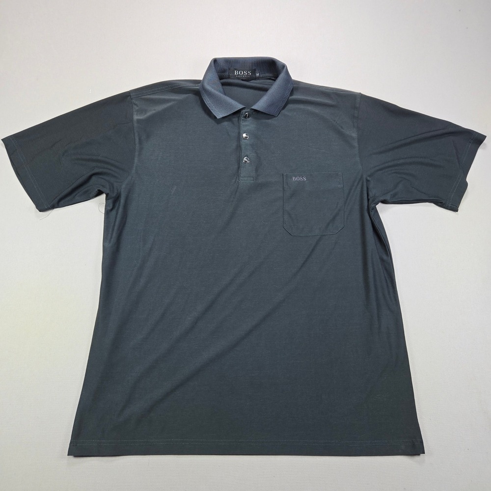 Hugo Boss Polo Shirt Pocket Logo Luxury Casual Dark Gray Mens XL